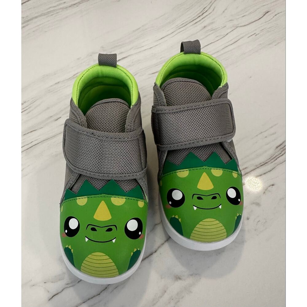 Ikiki Dinosaur Squeaky Toddler Shoes AFO SMO Compatible Green Velcro Sz 13 NWOT